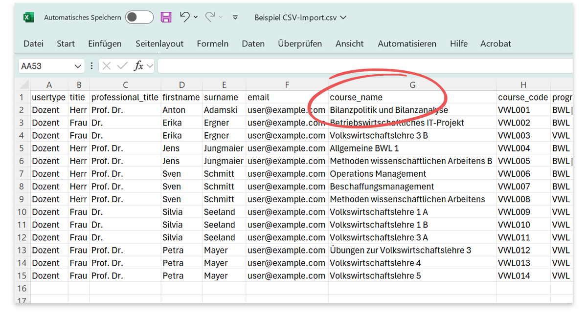 Schritt 3+4: csv-Import