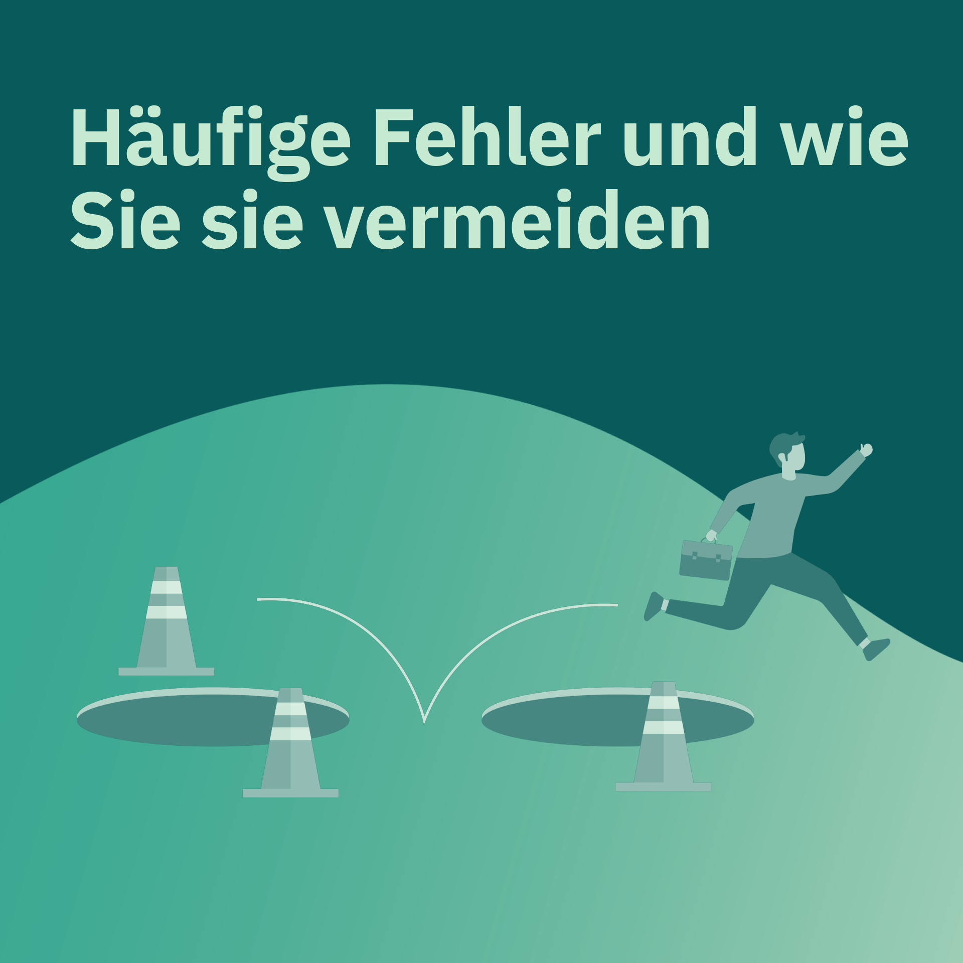Illustration zeigt eine Person, die über Hindernisse springt – häufige Fehler bei Online-Umfragen vermeiden