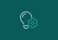 Icon mit Glühbirne und Zahnrad – Wert: Innovation 