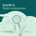 Illustration einer Lupe vor Datenpunkten – symbolisiert die Analyse von Umfrageergebnissen