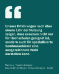 Erfahrungsbericht zur Benutzerfreundlichkeit von evaexam – Zitat der Schaufelmann GmbH