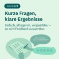 Illustration: kurze Fragen, Skala und offene Frage für auswertbares Feedback