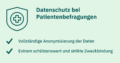 Grafik zum Datenschutz bei Patientenbefragungen mit Anonymisierung und strikter Zweckbindung sensibler Daten