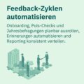 Symbolgrafik mit Personen und Puzzle-Elementen als Motiv für automatisierte Feedback-Zyklen in Unternehmen, inklusive Onboarding und Puls-Checks